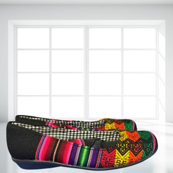 Moleca Bohemian Striped Multicolor Ballet Flats Comfort Shoes Brazil Size 35 - Picture 4 of 14